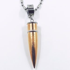 STAINLESS STEEL BULLET PENDANT NECKLACE